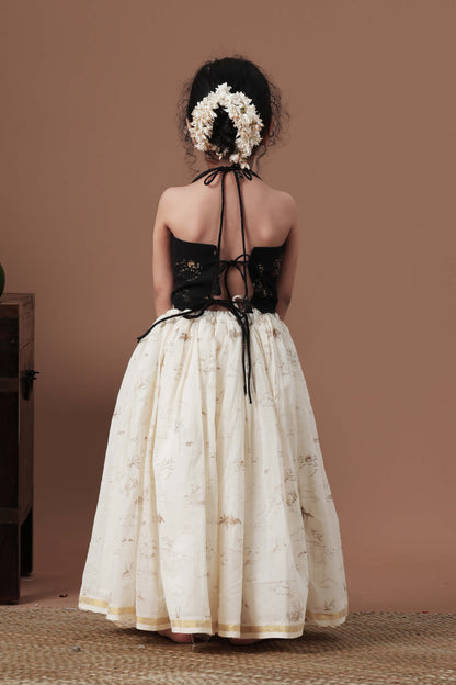 All Over Golden  Printed halter neck top and skirt