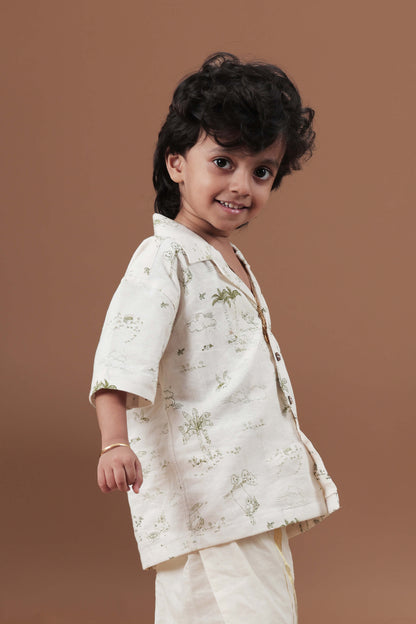 All over print Off white shirt for Kids