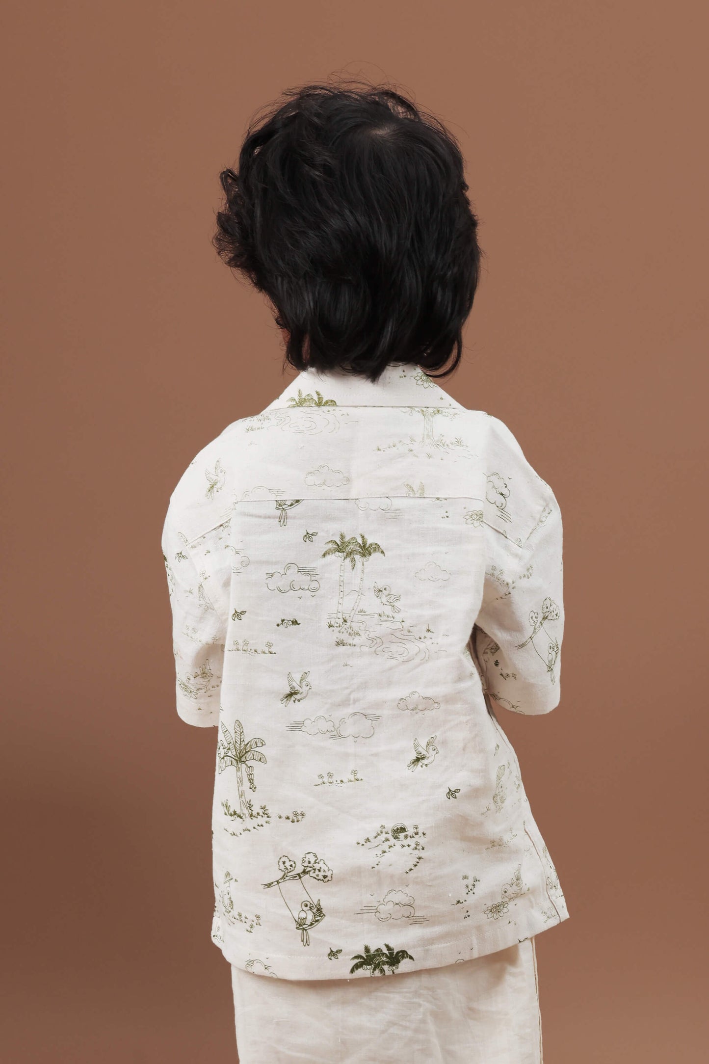 All over print Off white shirt for Kids