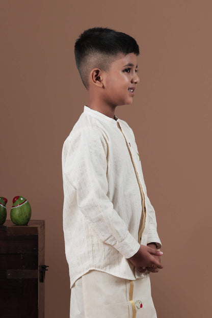Parrot Motif Hand Embroidered Full sleeve shirt for Kids