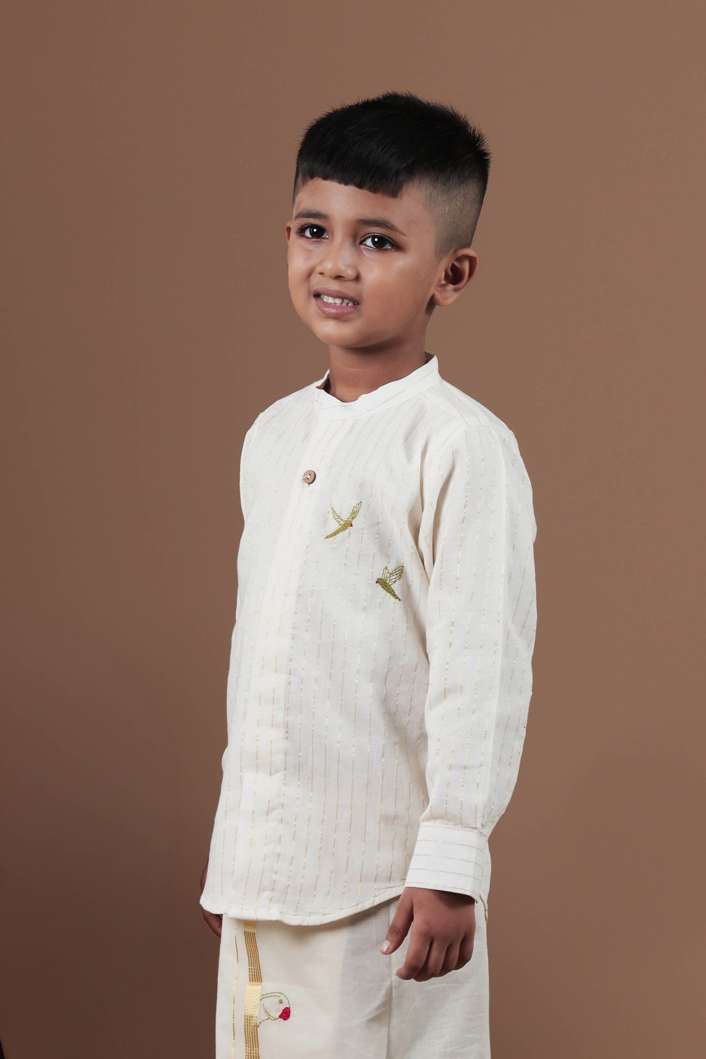 Parrot Motif Hand Embroidered Full sleeve shirt for Kids