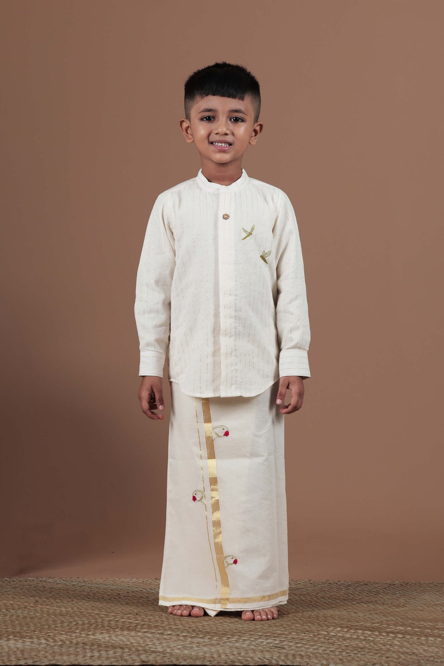 Parrot Motif Hand Embroidered Full sleeve shirt for Kids