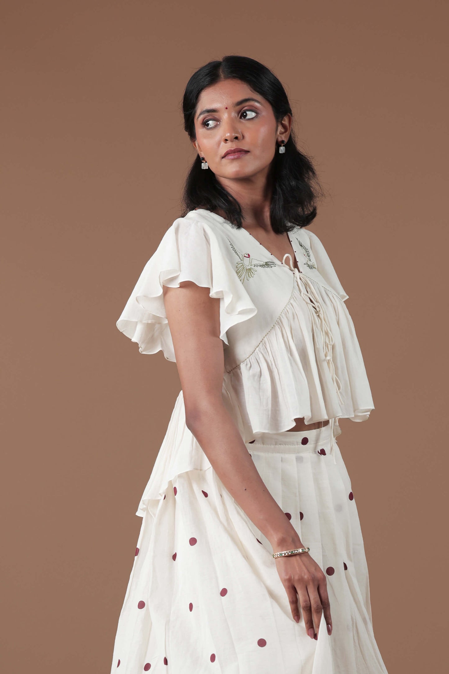 Empire Cut Top Handloom Croptop and Pleated flared skirt combo