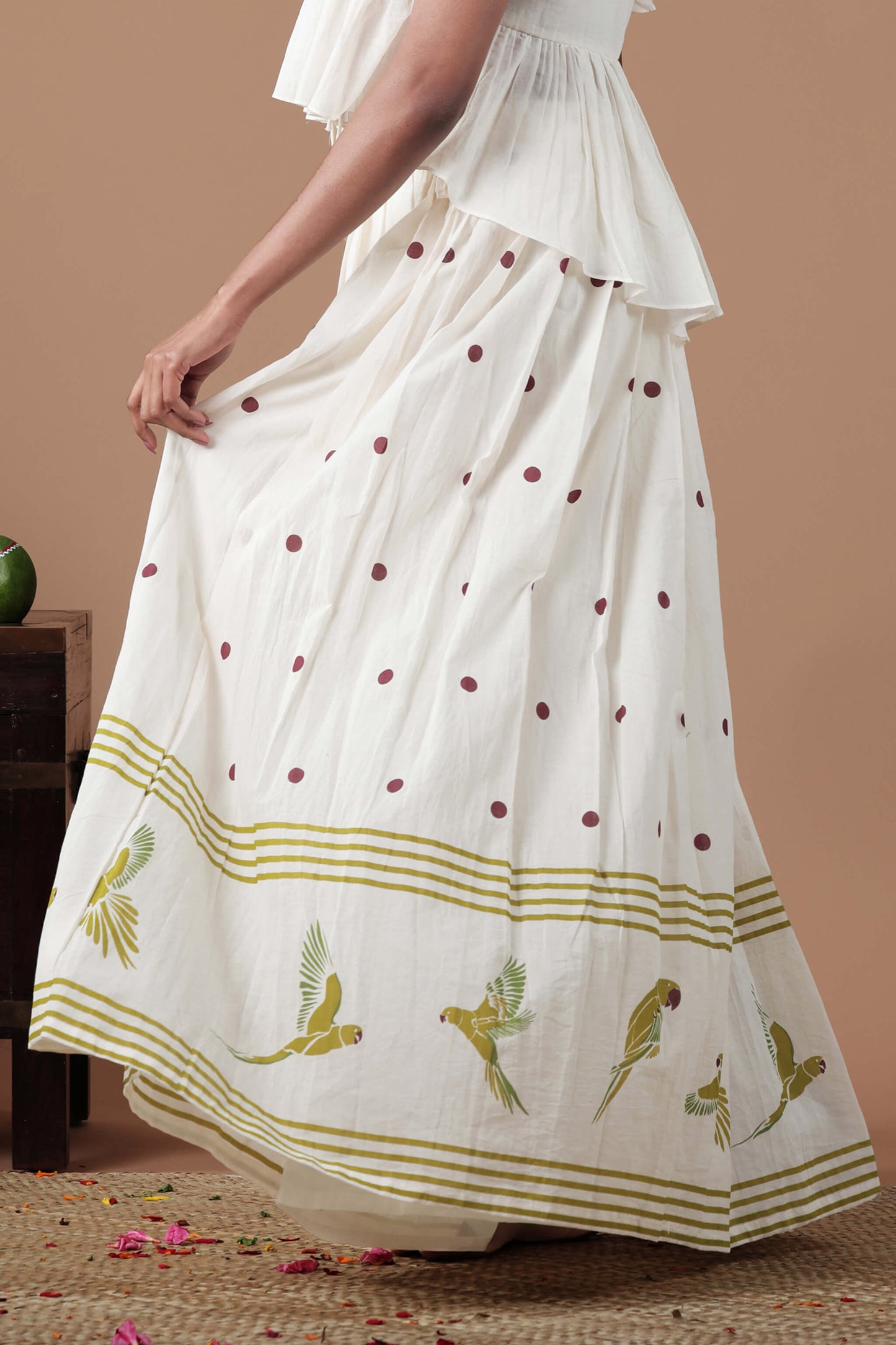 Empire Cut Top Handloom Croptop and Pleated flared skirt combo