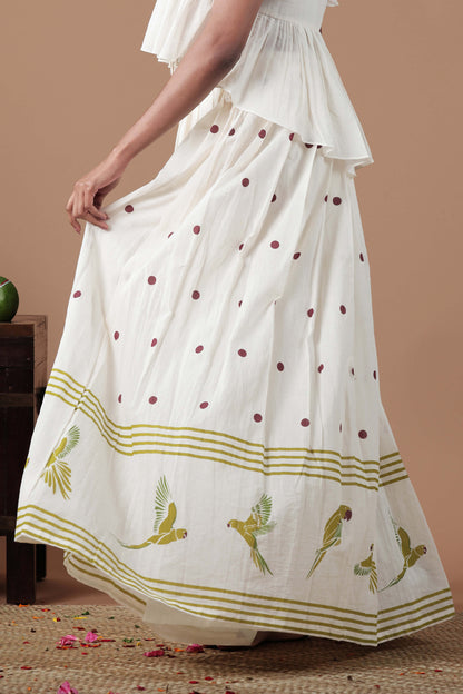 Empire Cut Top Handloom Croptop and Pleated flared skirt combo