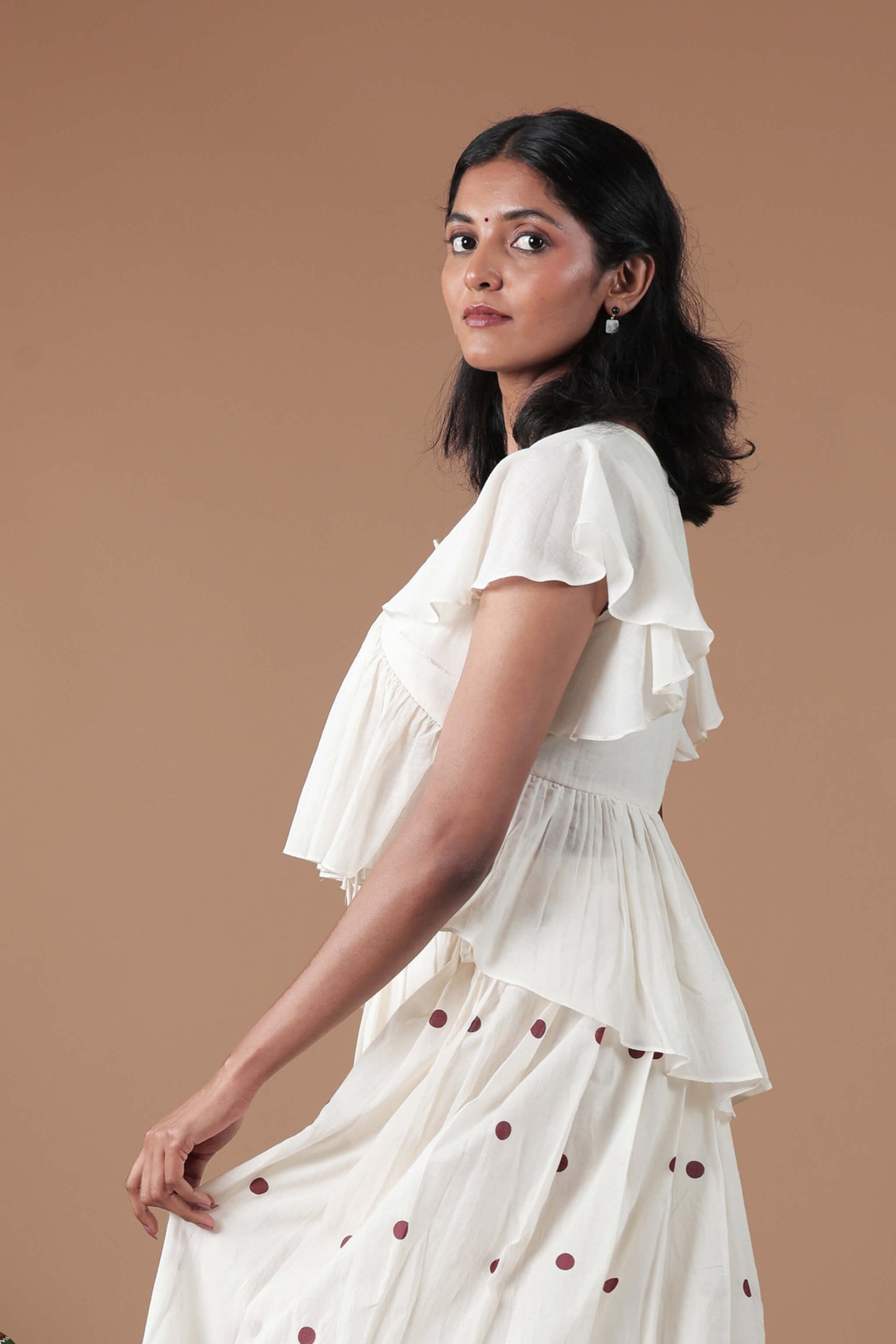 Empire Cut Top Handloom Croptop and Pleated flared skirt combo