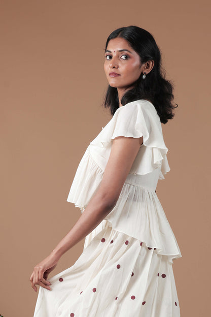 Empire Cut Top Handloom Croptop and Pleated flared skirt combo