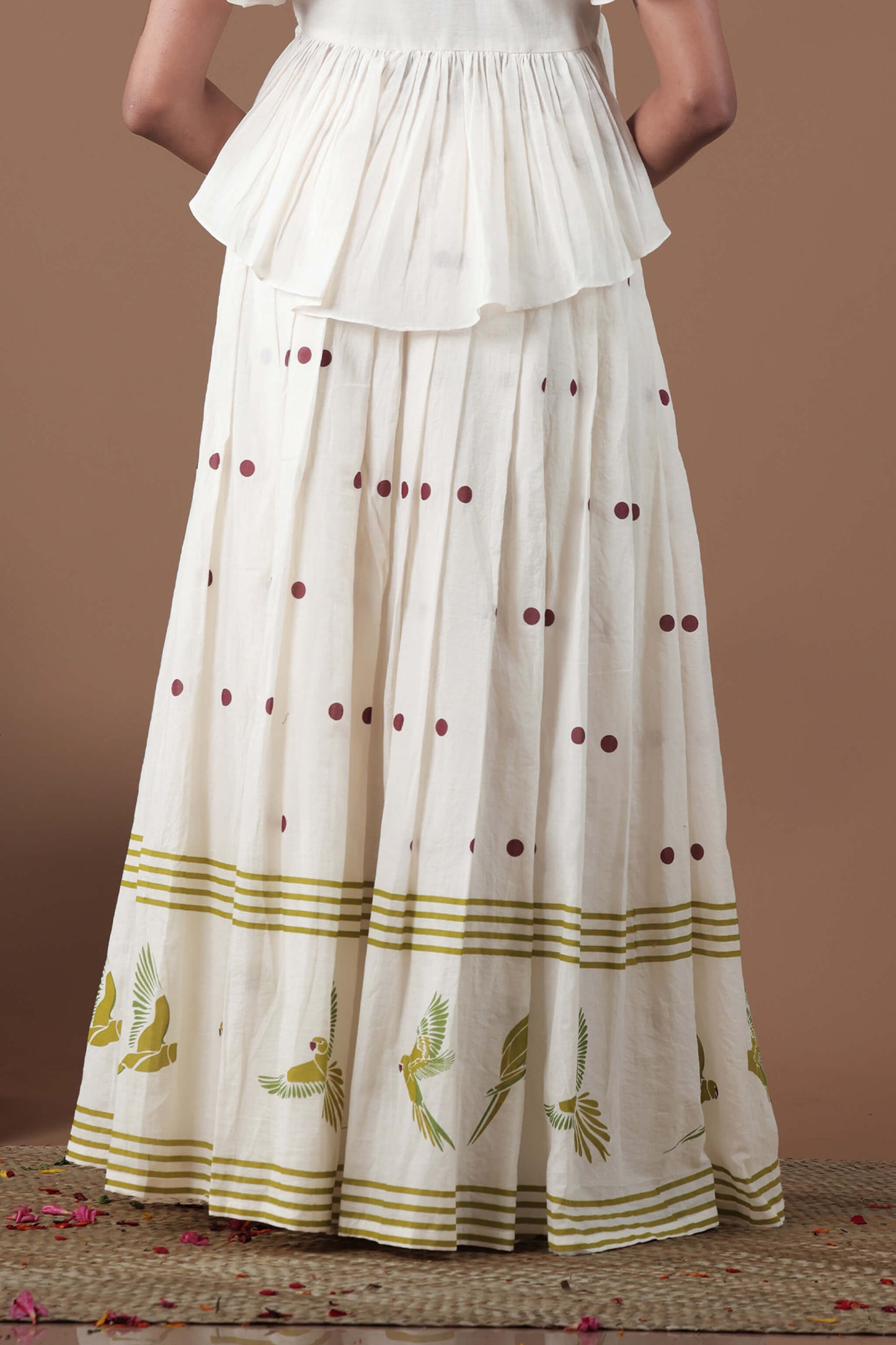 Empire Cut Top Handloom Croptop and Pleated flared skirt combo