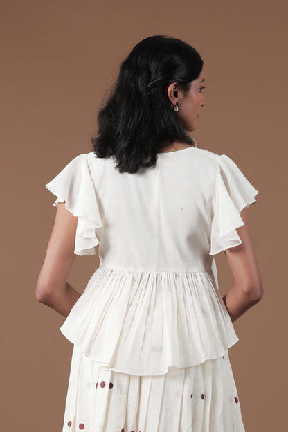 Empire Cut Top Handloom Croptop and Pleated flared skirt combo