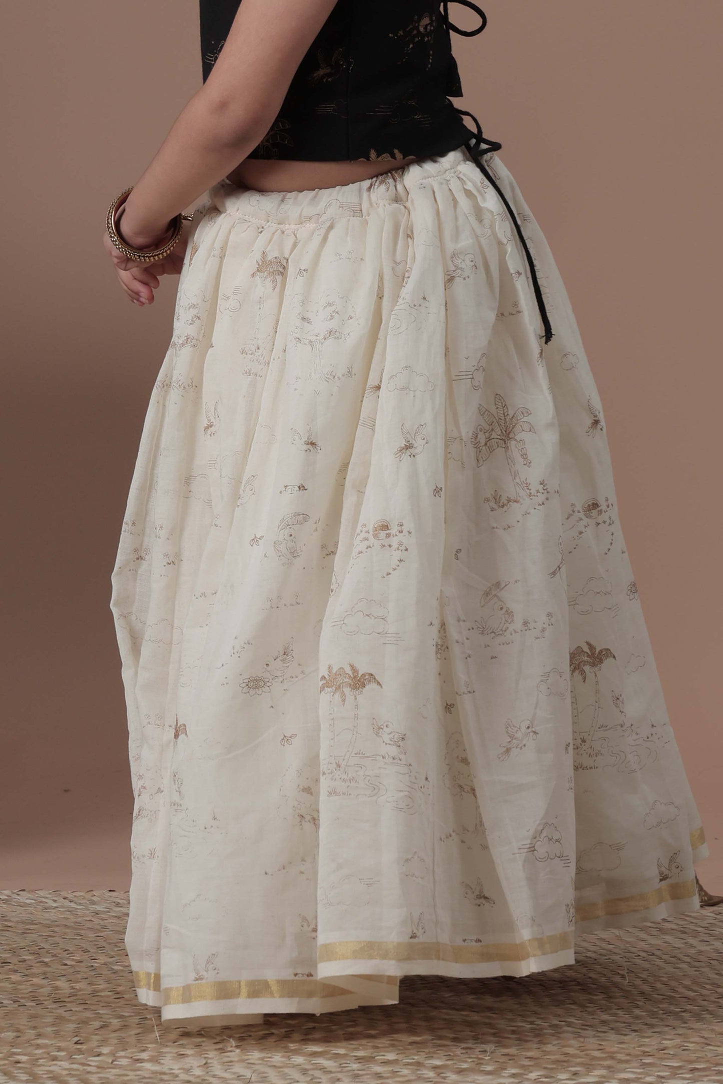 All Over Golden  Printed halter neck top and skirt