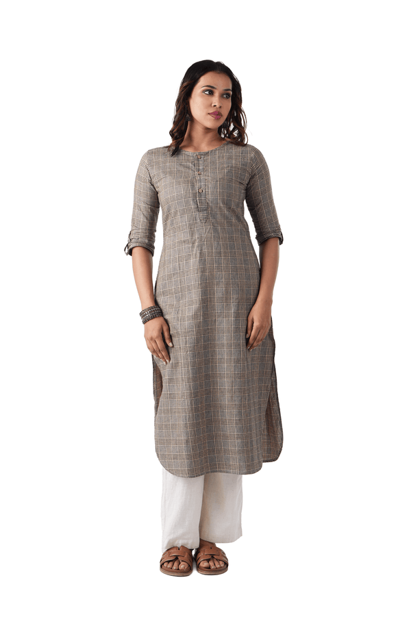 Check Kurta Black