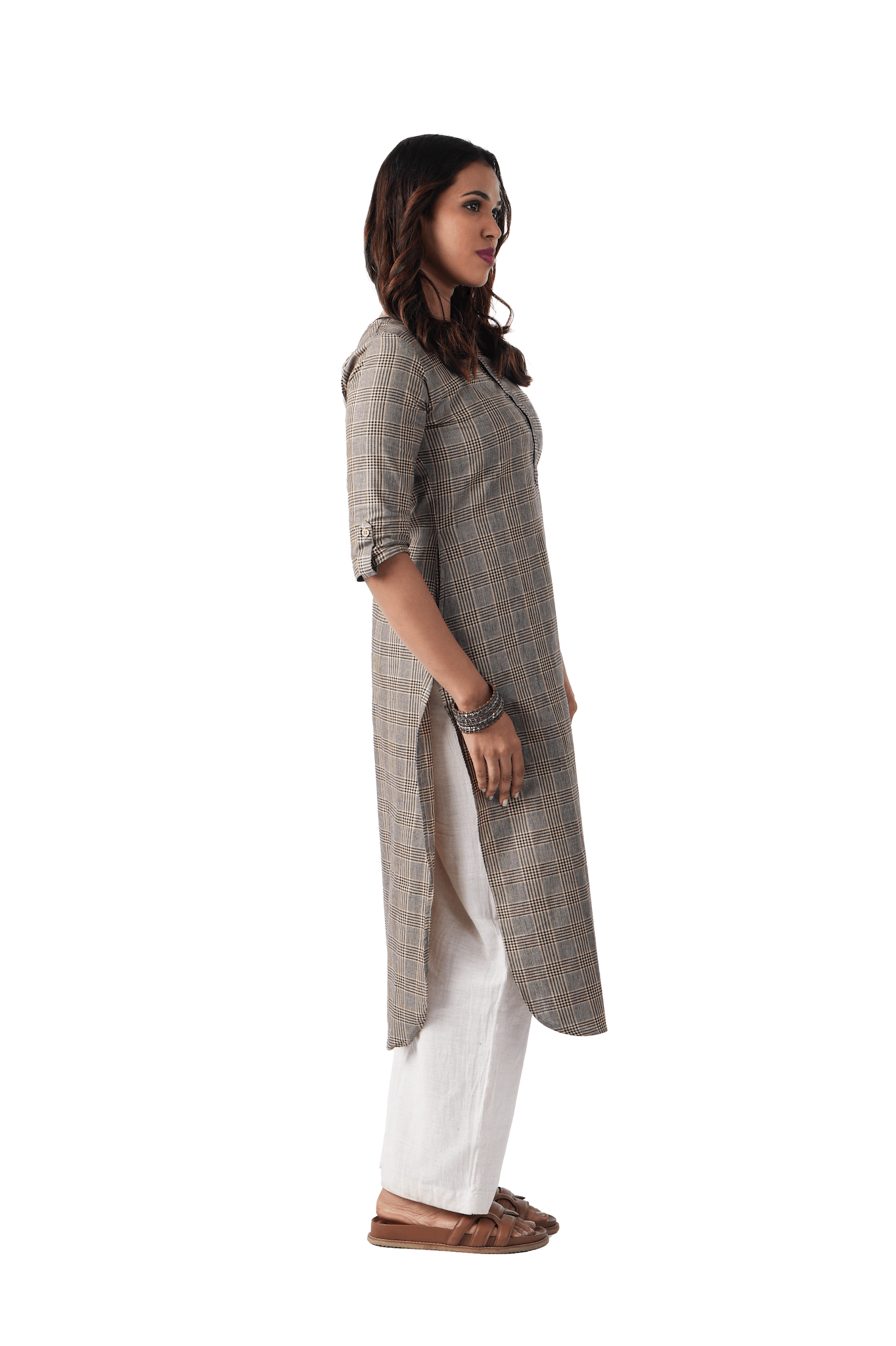 Check Kurta Black