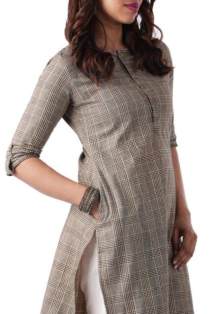 Check Kurta Black