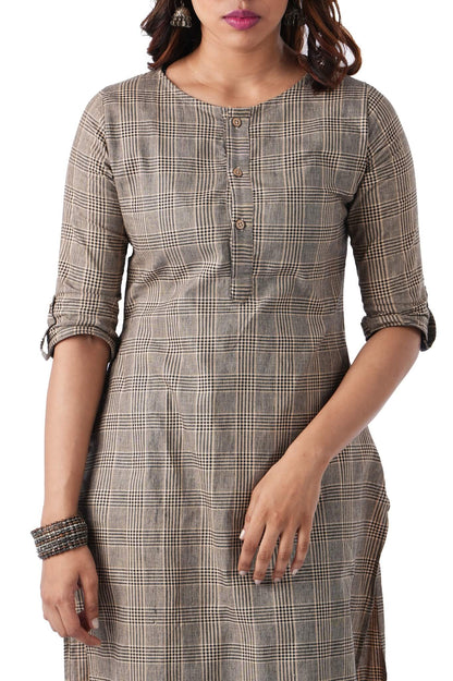 Check Kurta Black