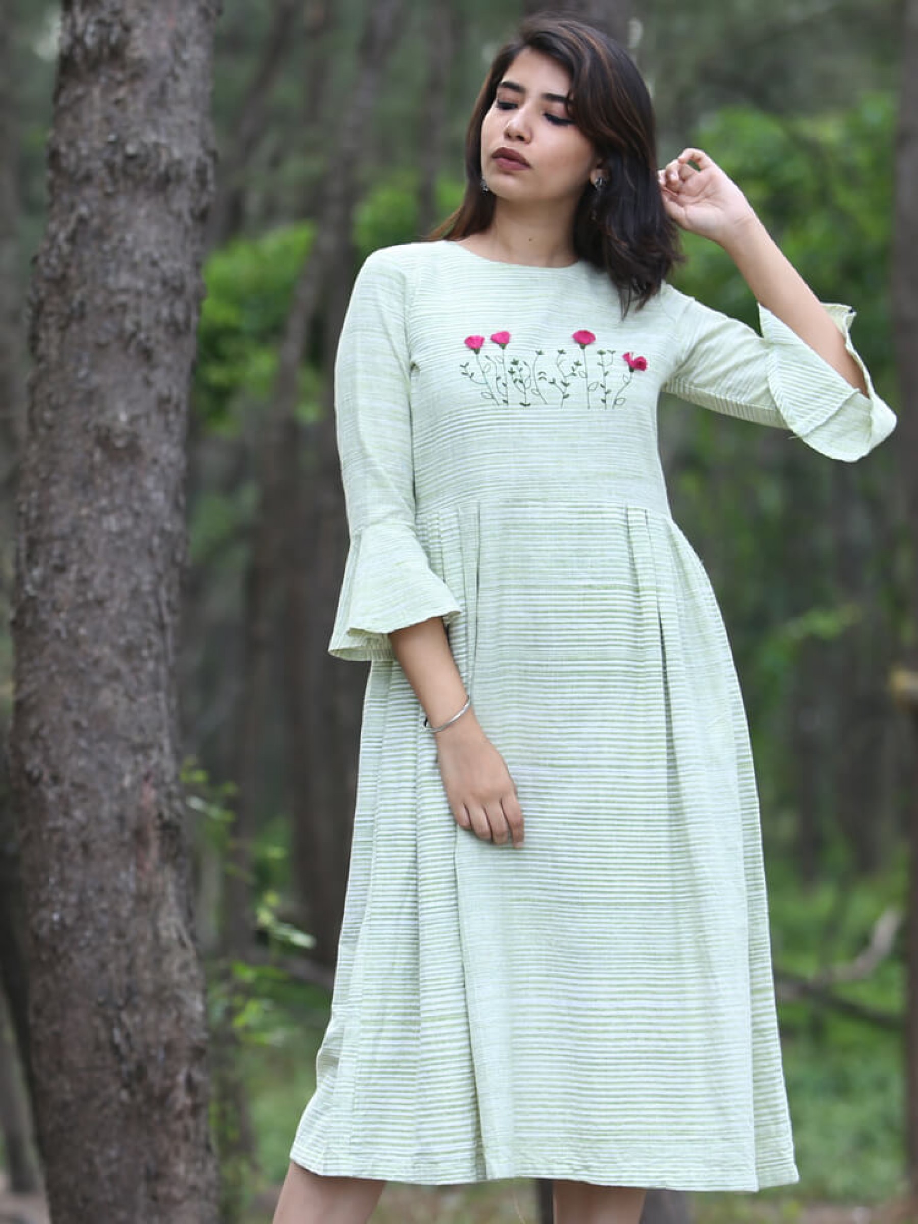 Buy Pink Cotton Hand Block Print Stripe Dress For Women by BANANA labs  Online at Aza Fashions.